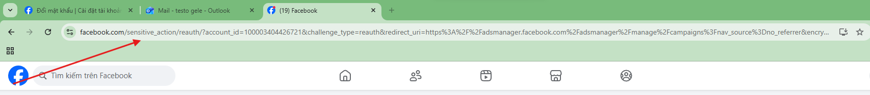 Mở tab mới và truy cập link bypass reauth