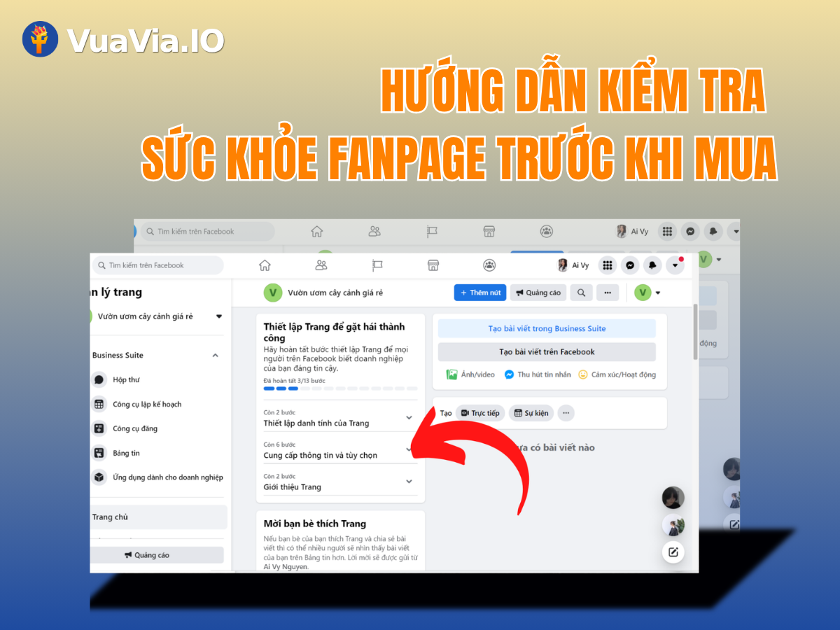 Khi mua page Facebook cần kiểm tra sức khỏe tài khoản trước khi thanh toán