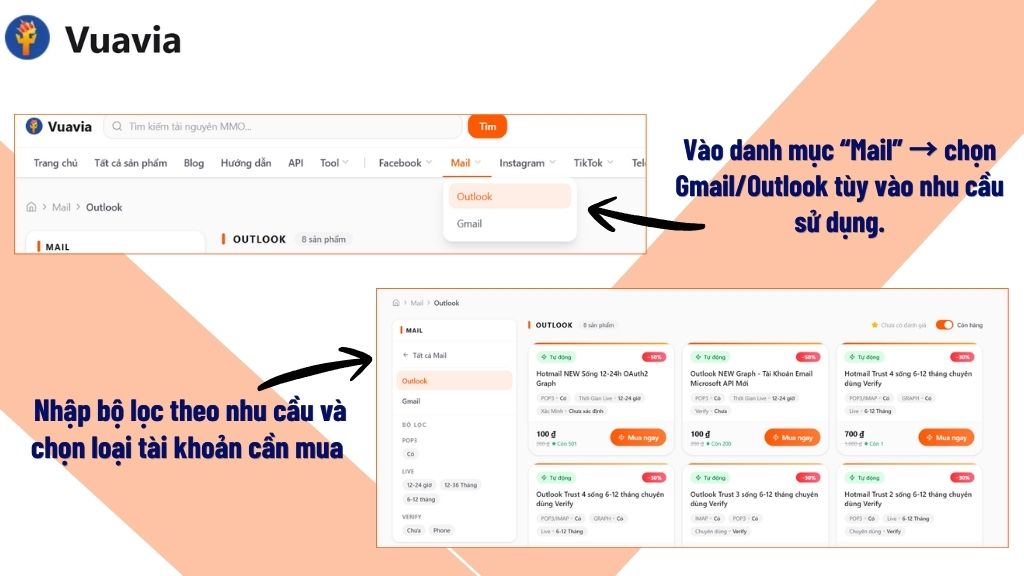 Chọn loại dịch vụ muốn đăng ký khi mua hotmail