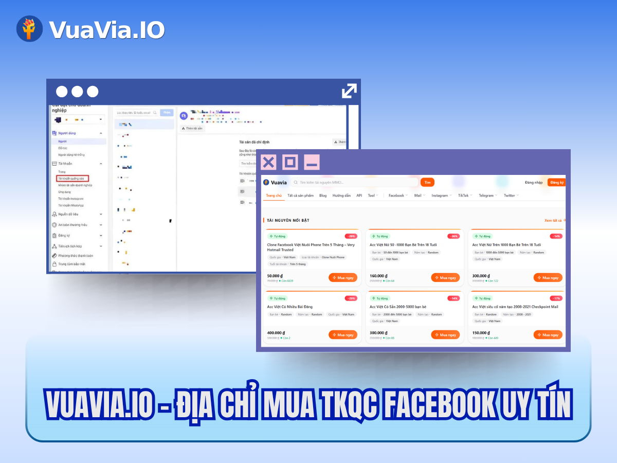 Vuavia.io là đơn vị chuyên cung cấp dịch vụ mua TKQC Facebook chất lượng